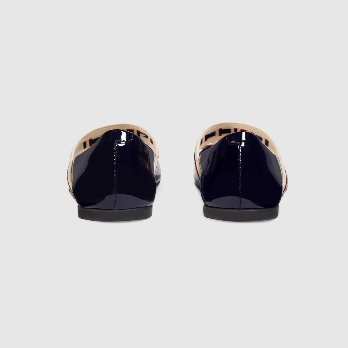 Girls Navy Calf Skin Ballet Flats