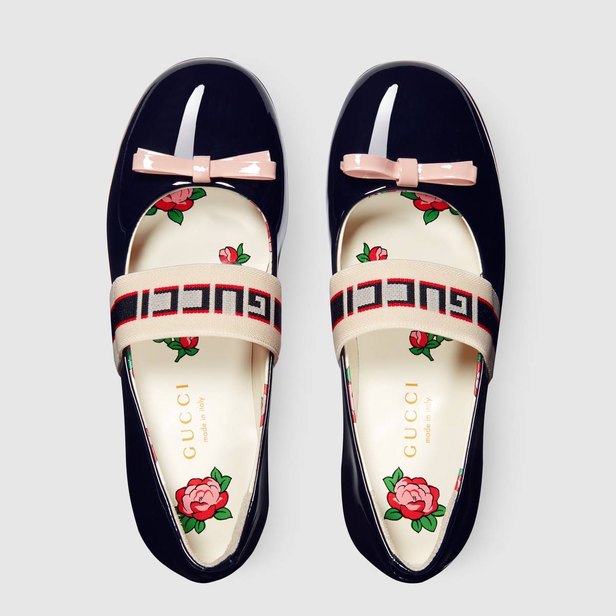 Girls Navy Calf Skin Ballet Flats
