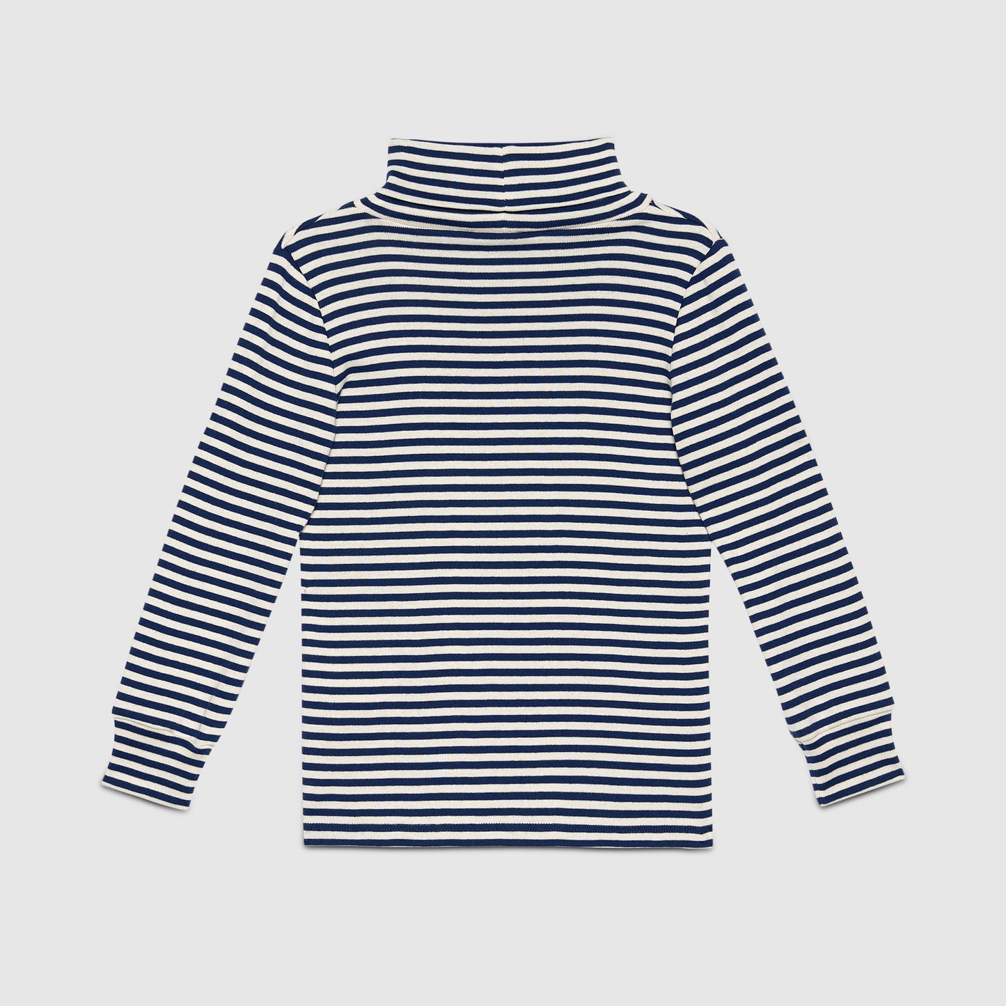 Girls Blue & White Stripe Cotton Turtleneck