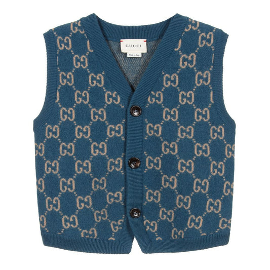 Boys & Girls Blue GG Wool Vest