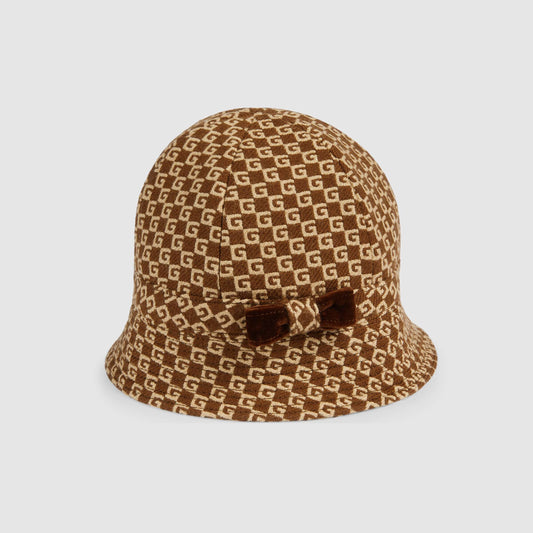 Girls Dark Brown GG Wool Hat