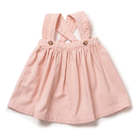 Baby Girls Pink Velvet Bretelle Cotton Skirt
