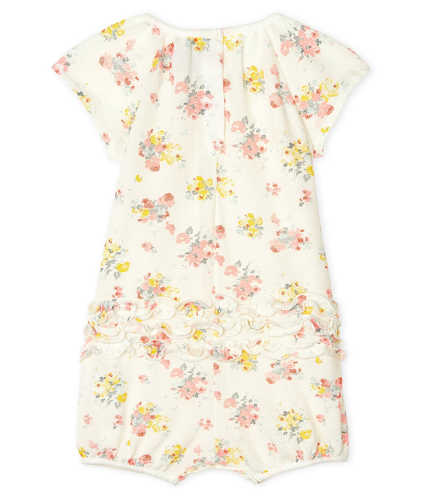 Baby Girls White Flowers Cotton Babysuit
