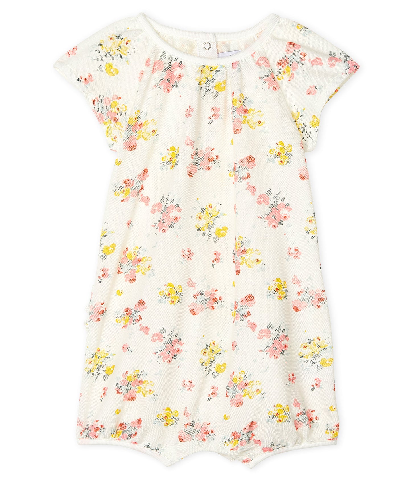 Baby Girls White Flowers Cotton Babysuit