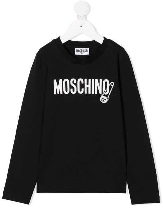 Girls Black Logo Cotton Top