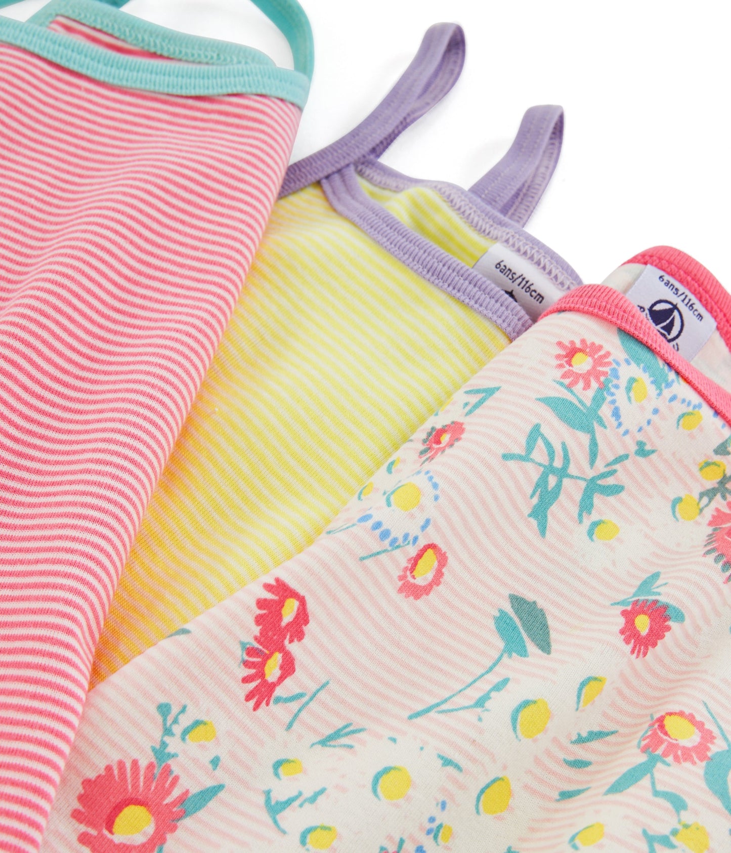 Girls Multicolor Cotton Vest (3 Pack)