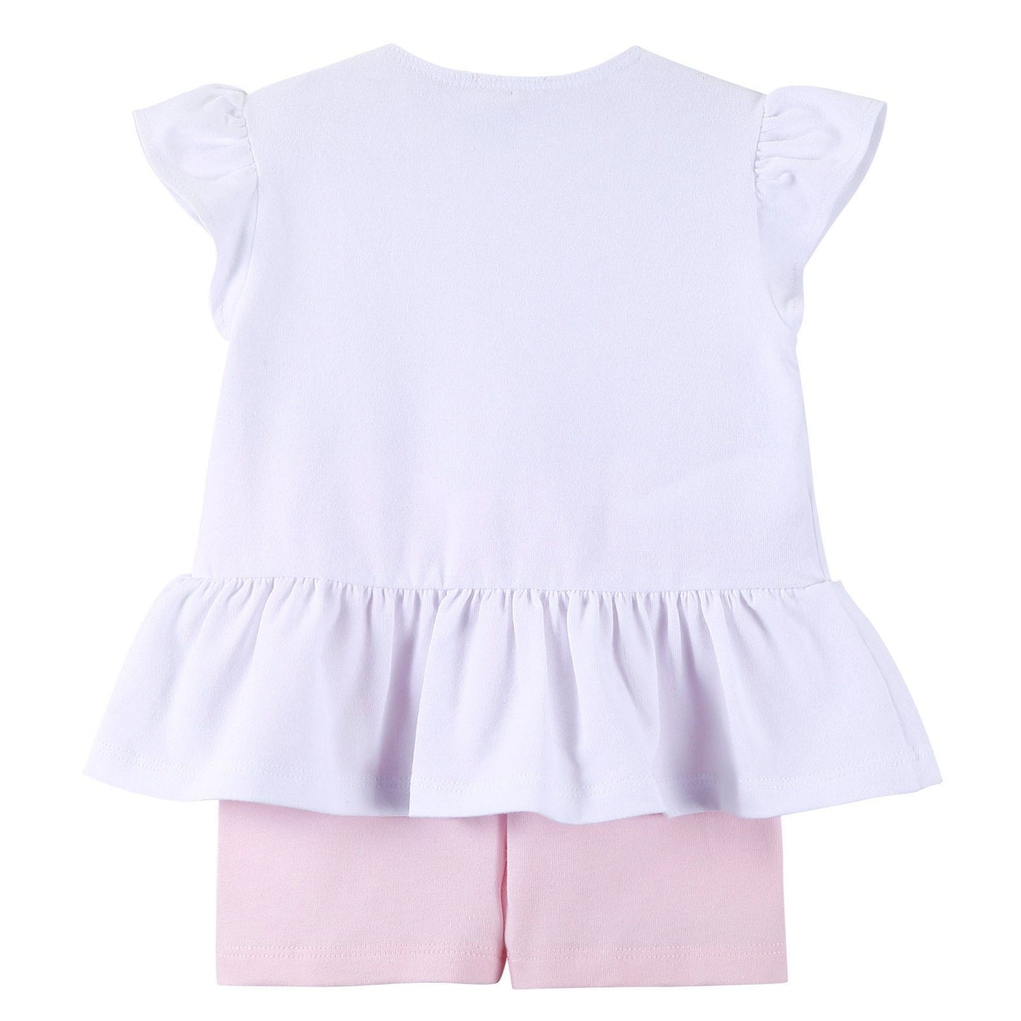 Baby Girls White Dress&Pink Short Two Piece Set