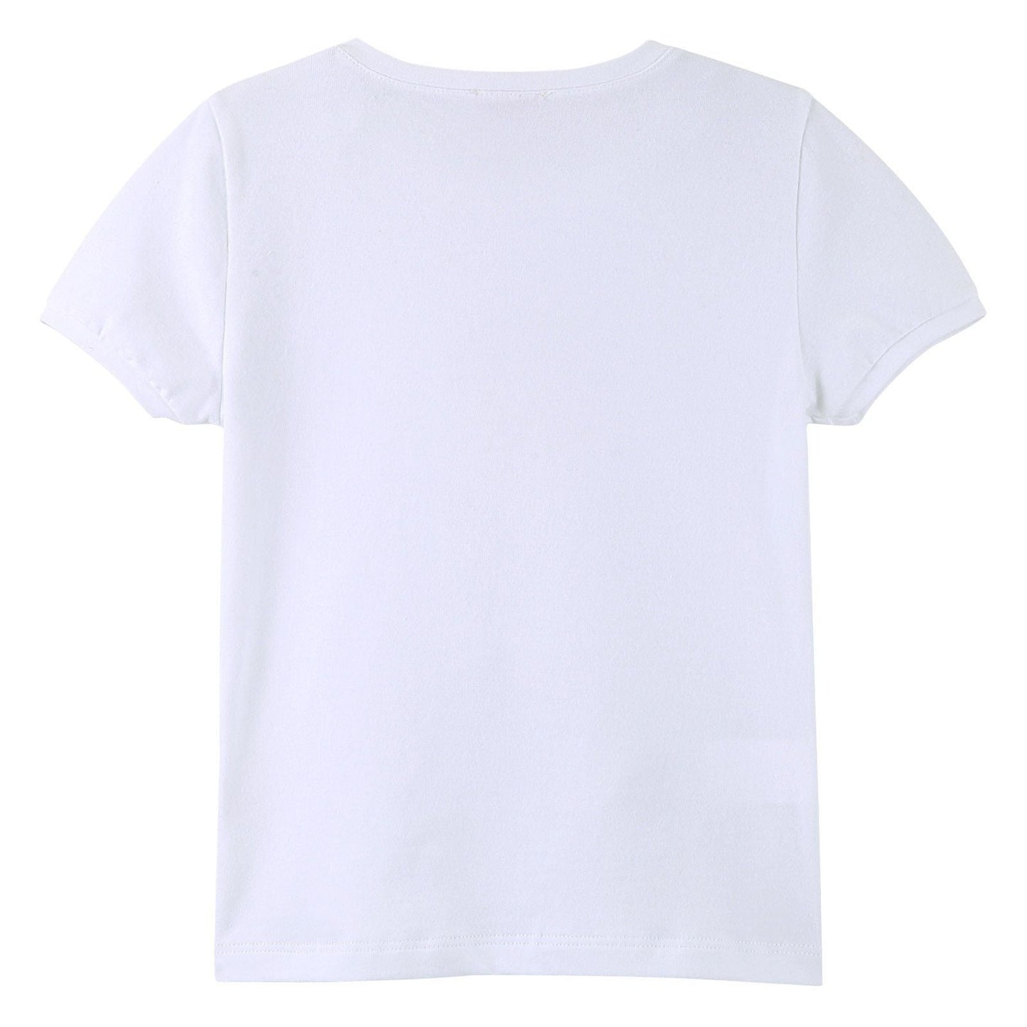 Girls White Fairy Printed T-Shirt With Ribbed Cuffs