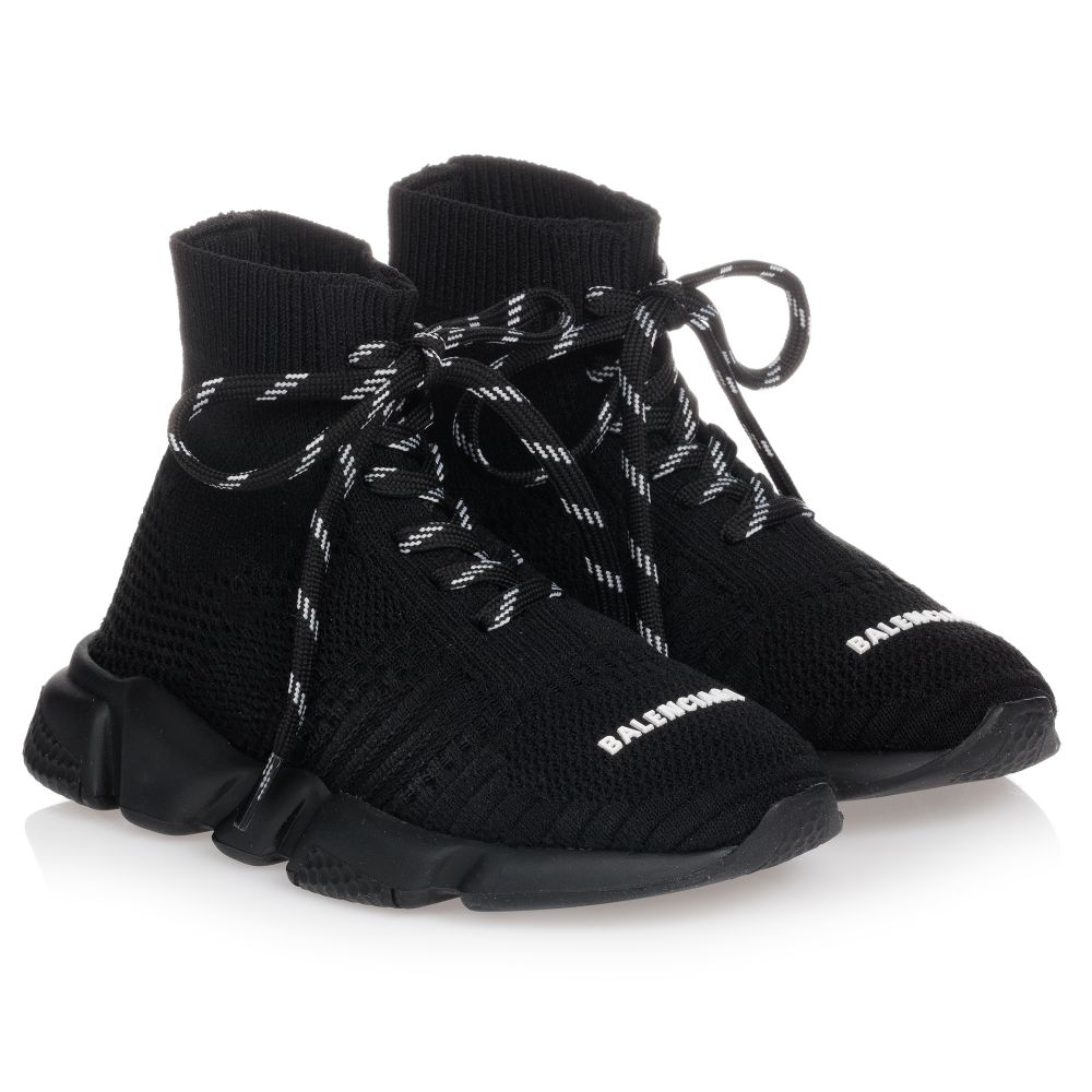 Boys & Girls Black Logo Shoes