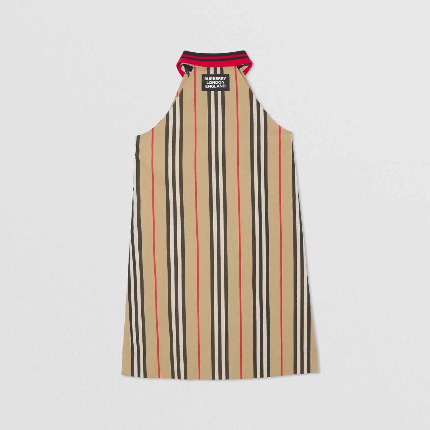 Girls Beige Stripes Cotton Dress