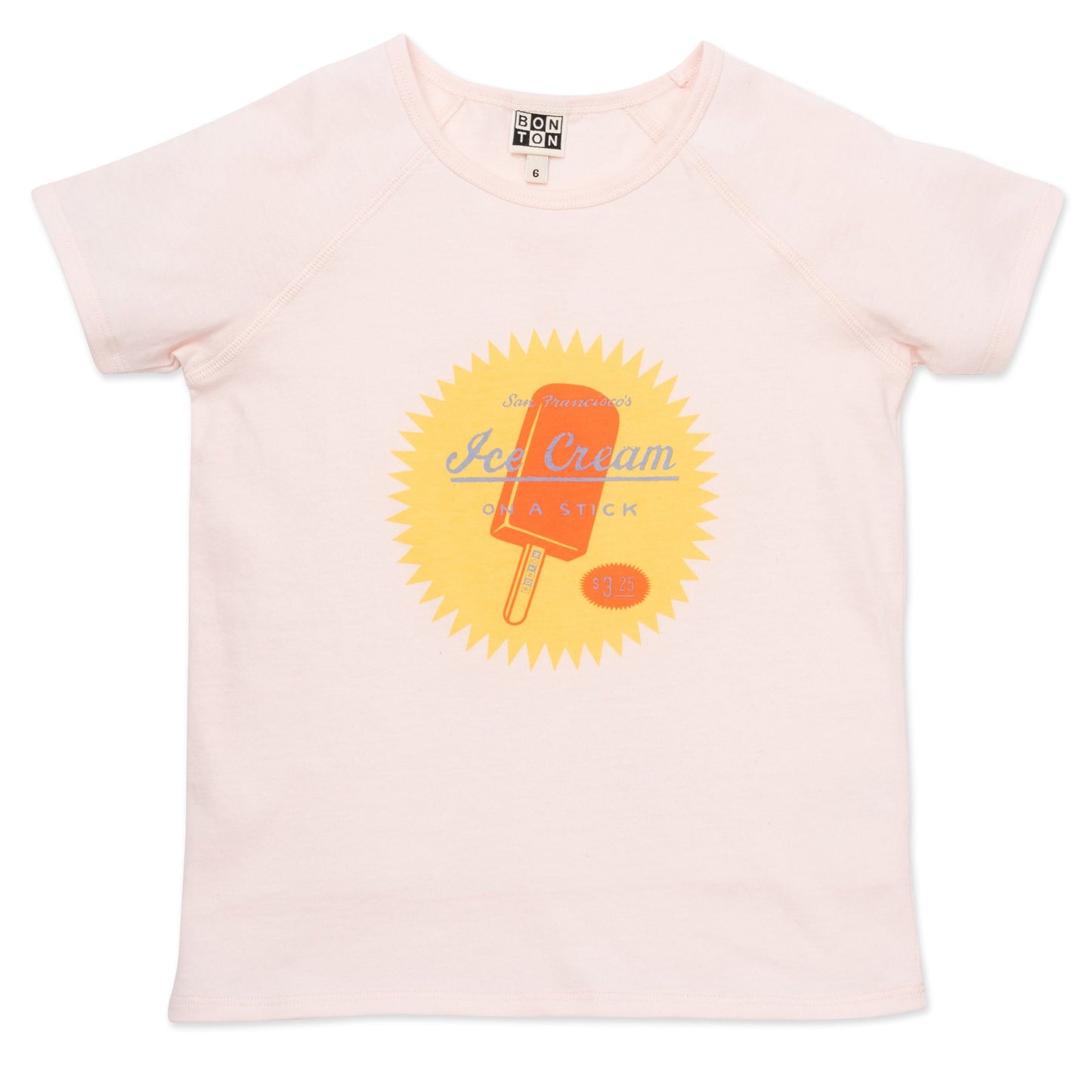 Girls Pink Cream Cotton T-Shirt