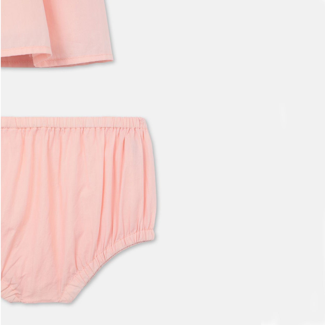 女婴浅粉色棉连衣裙套装