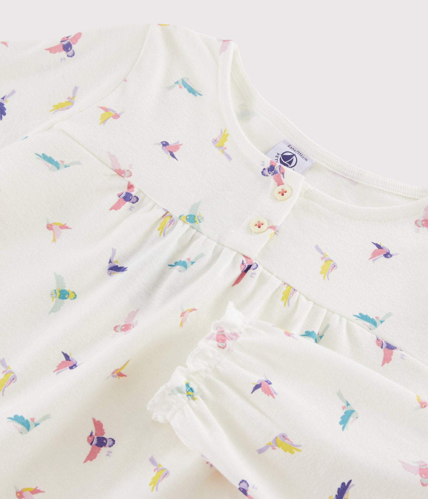 Girls White Birds Cotton Nightwear Set