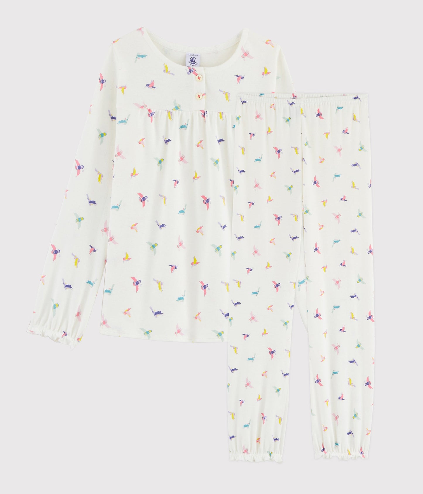 Girls White Birds Cotton Nightwear Set