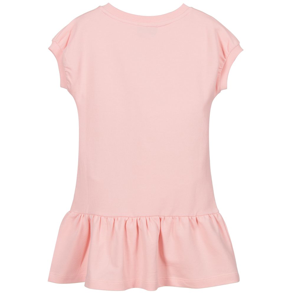 Girls Pink Logo Cotton Dress