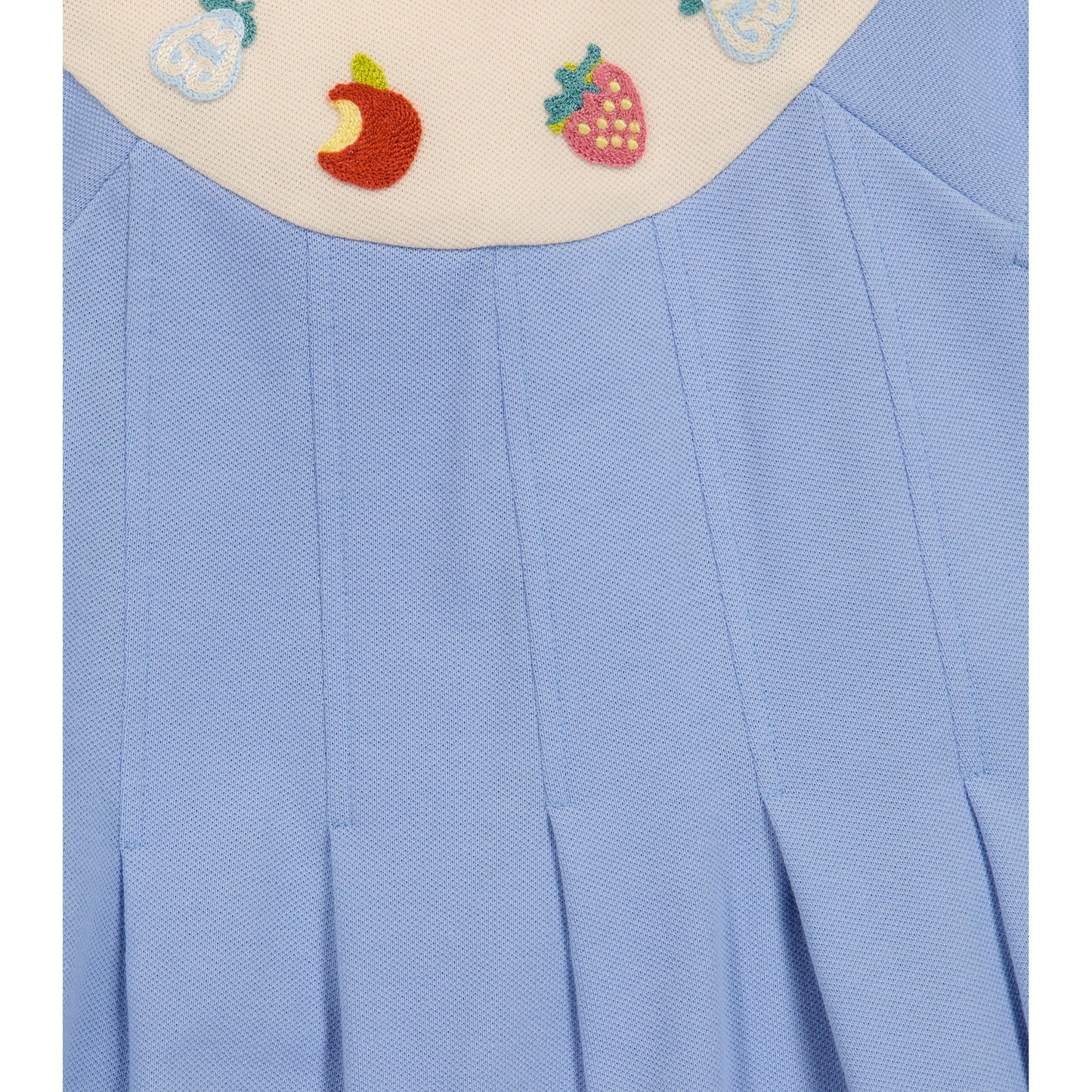 Girls Blue Embroidered Cotton Dress