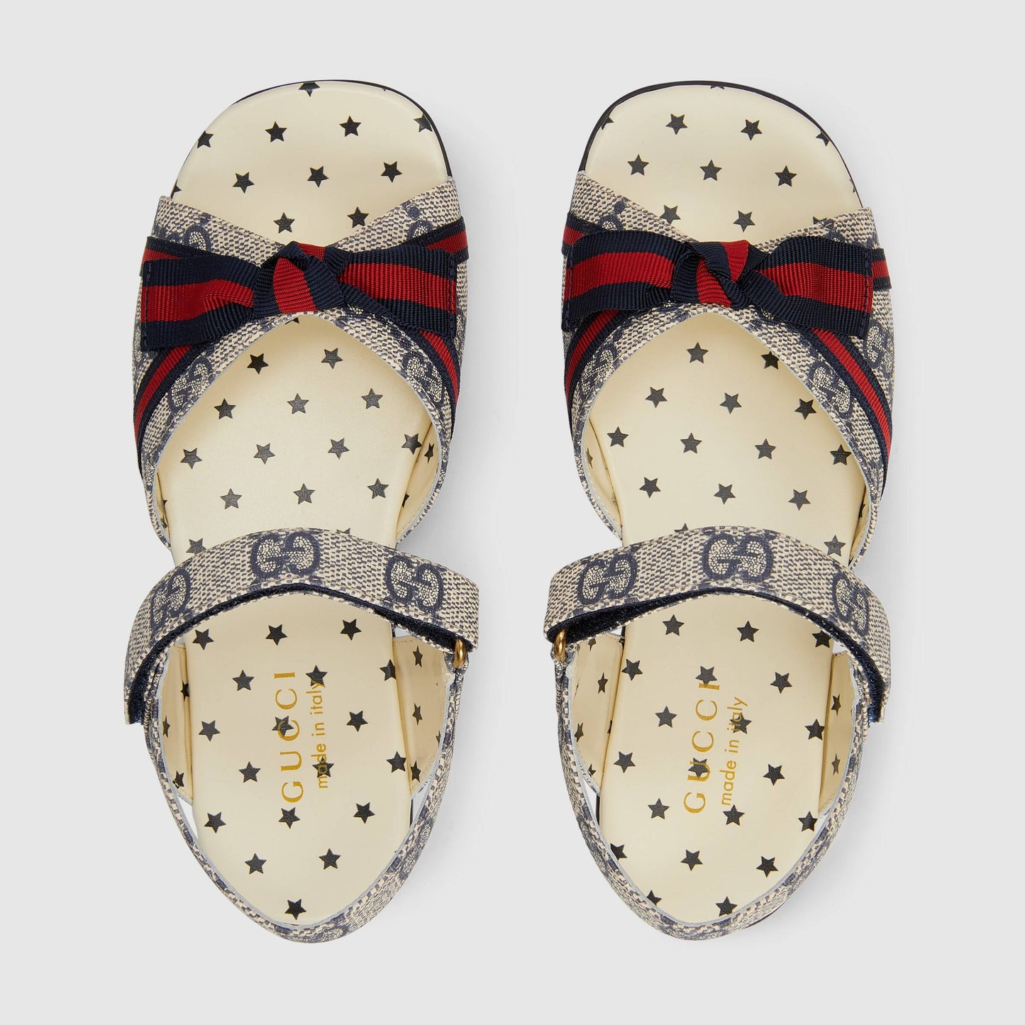 Girls Beige & Blue Logo Sandals