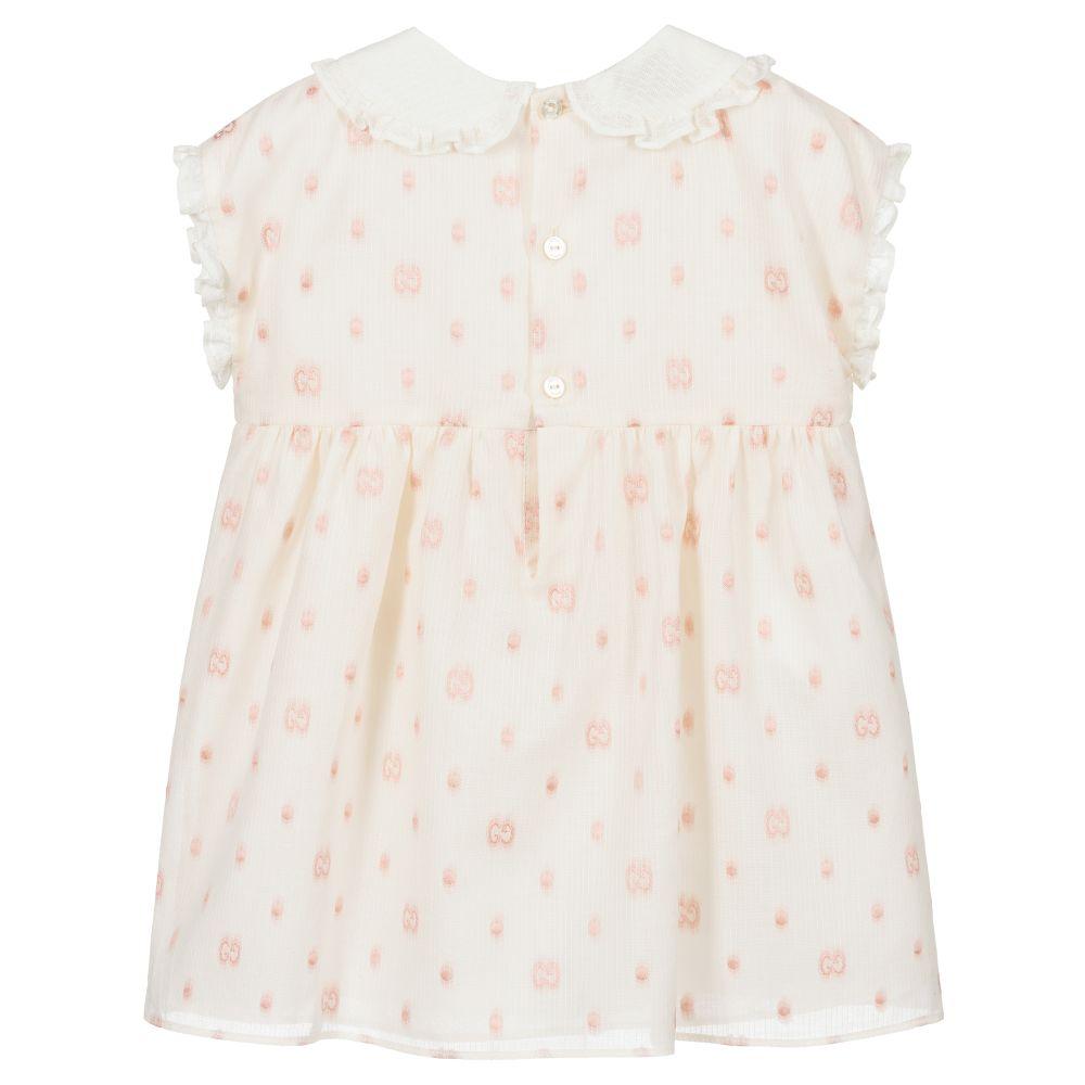 Baby Girls Ivory Logo Cotton Dress