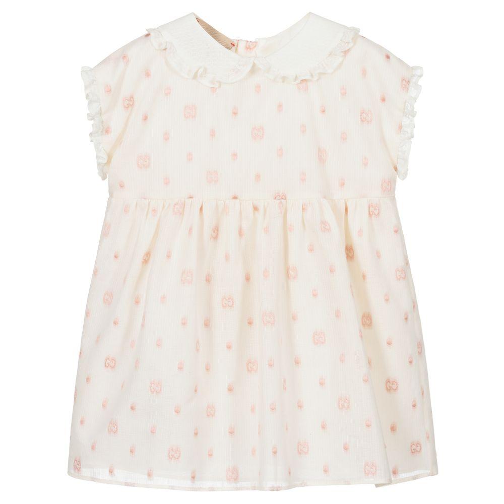 Baby Girls Ivory Logo Cotton Dress