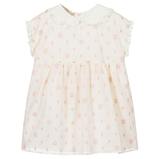 Baby Girls Ivory Logo Cotton Dress