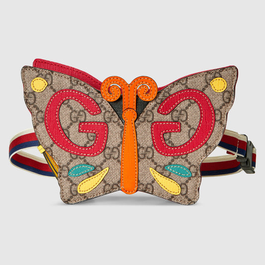Girls Beige Butterfly GG Belt Bag