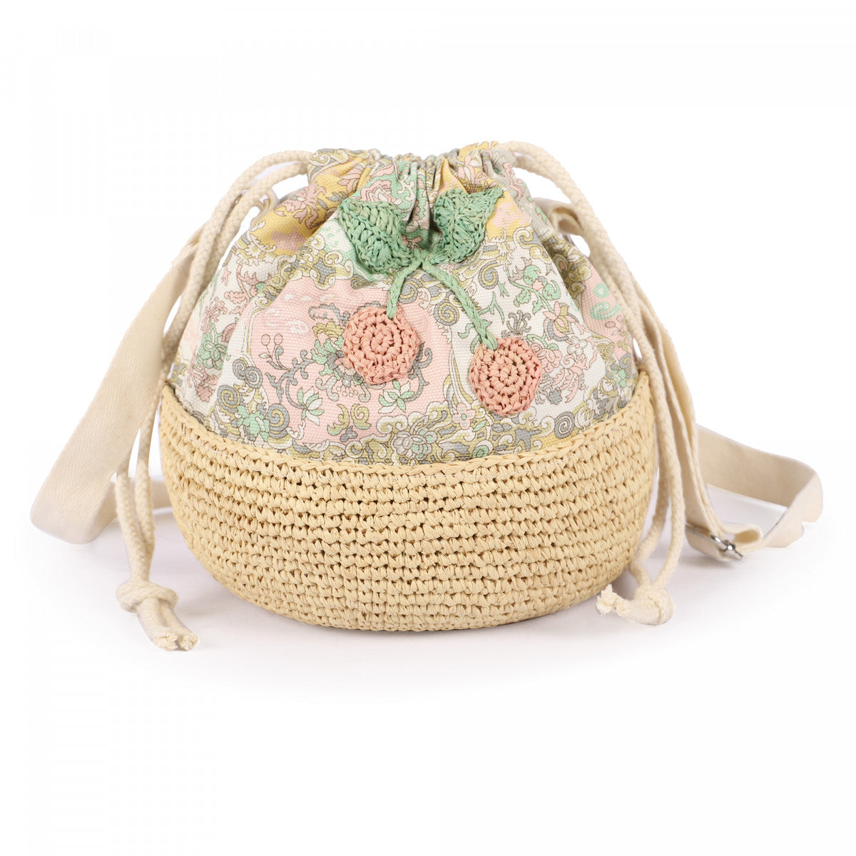 Girls Yellow Floral Raffia Bag