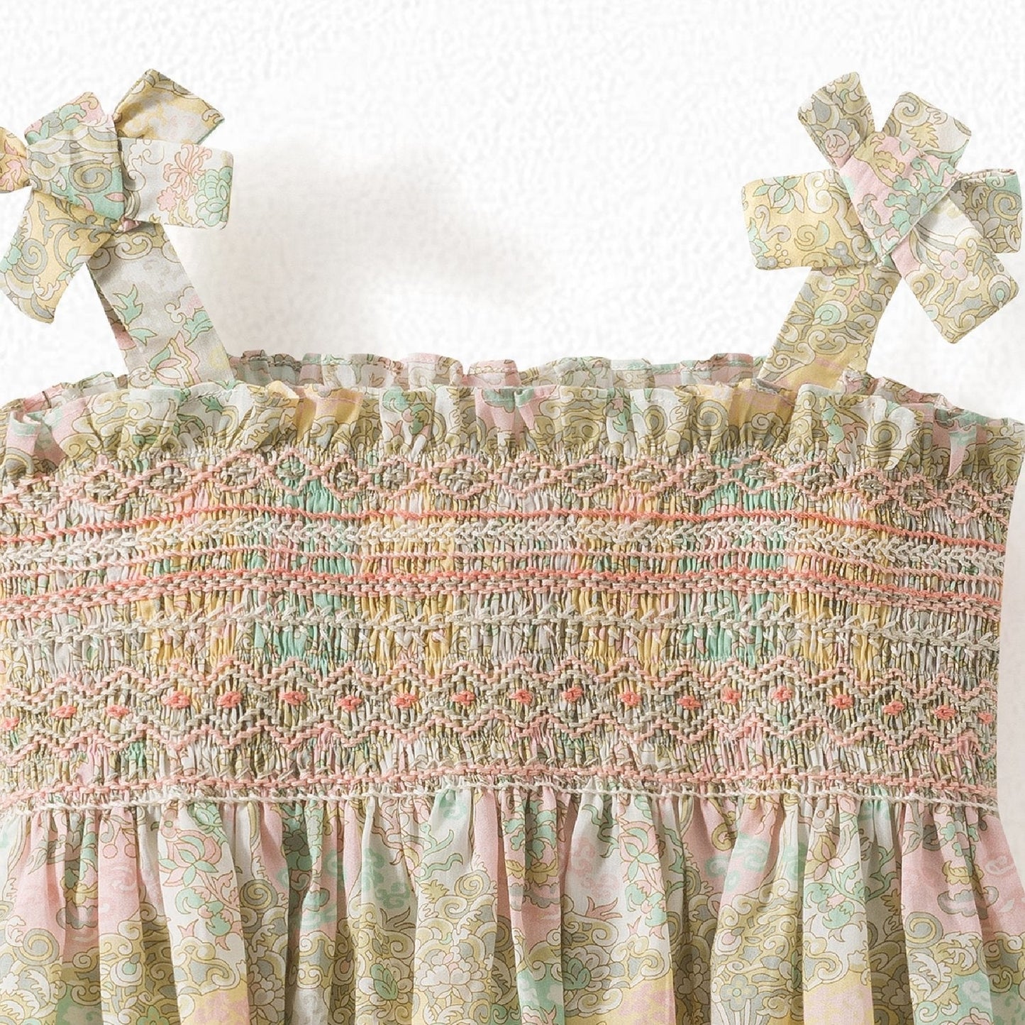 Girls Light Yellow Floral Cotton Top