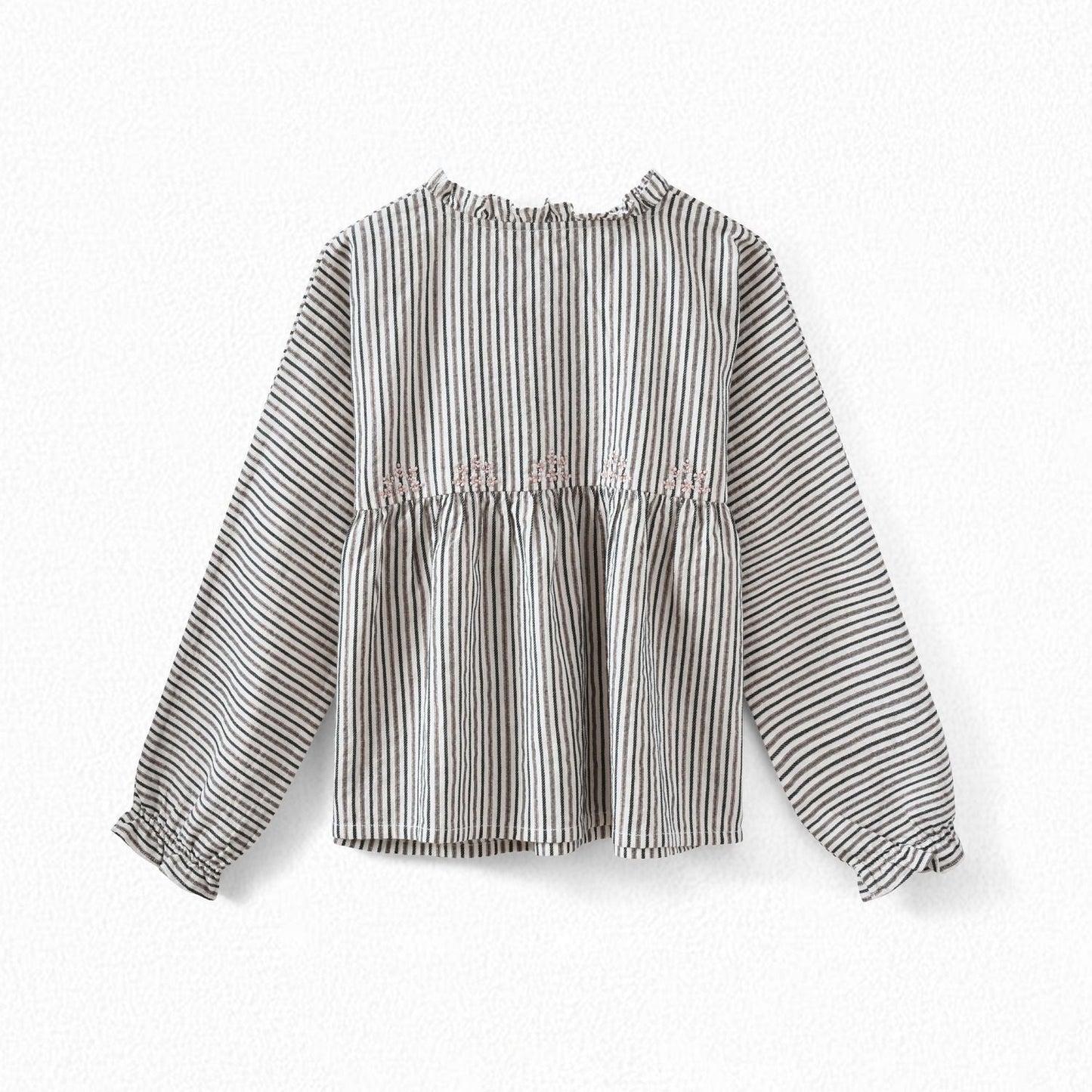 Girls Beige Stripe Cotton Shirt
