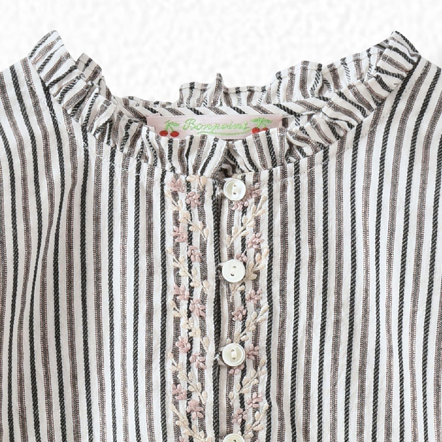 Girls Beige Stripe Cotton Shirt
