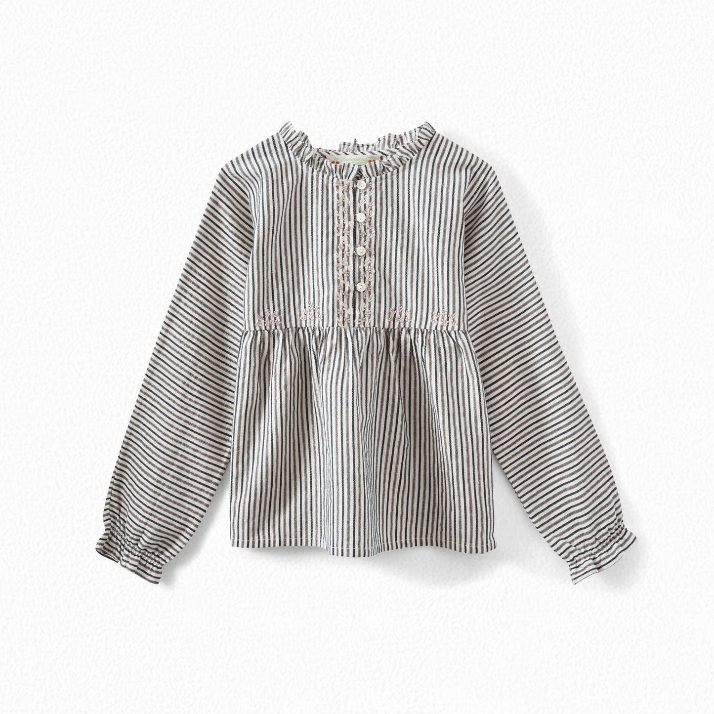 Girls Beige Stripe Cotton Shirt