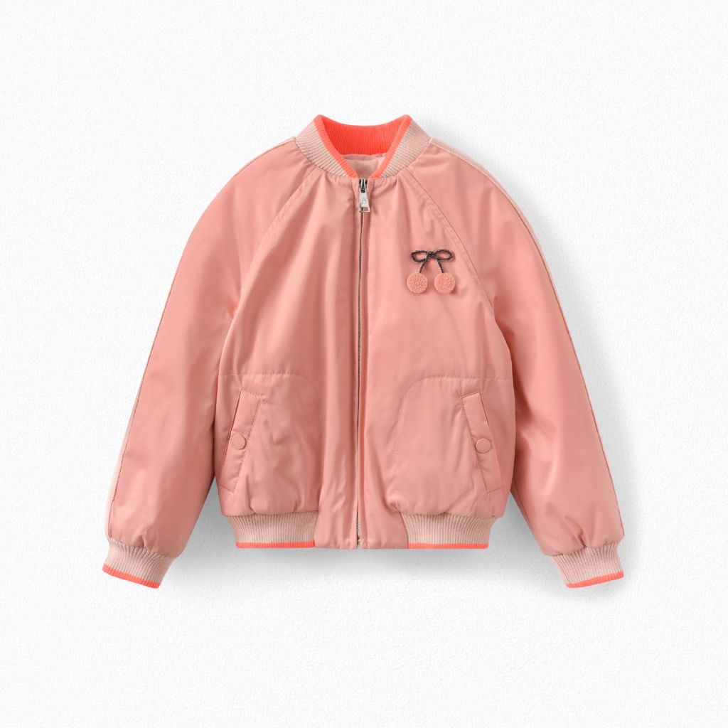 Girls Pink Cherry Logo Jacket
