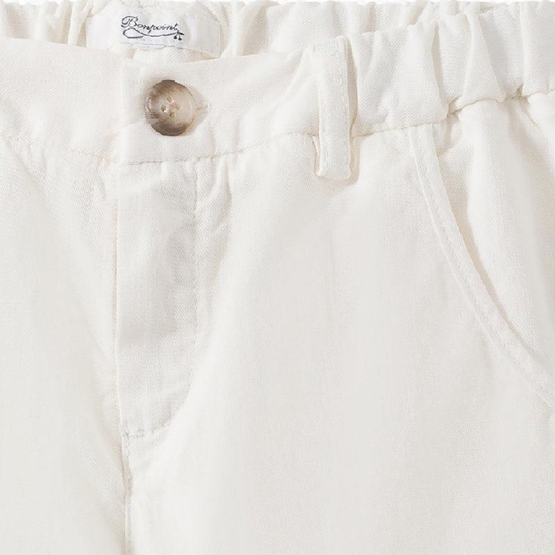 Girls White Cotton Trousers