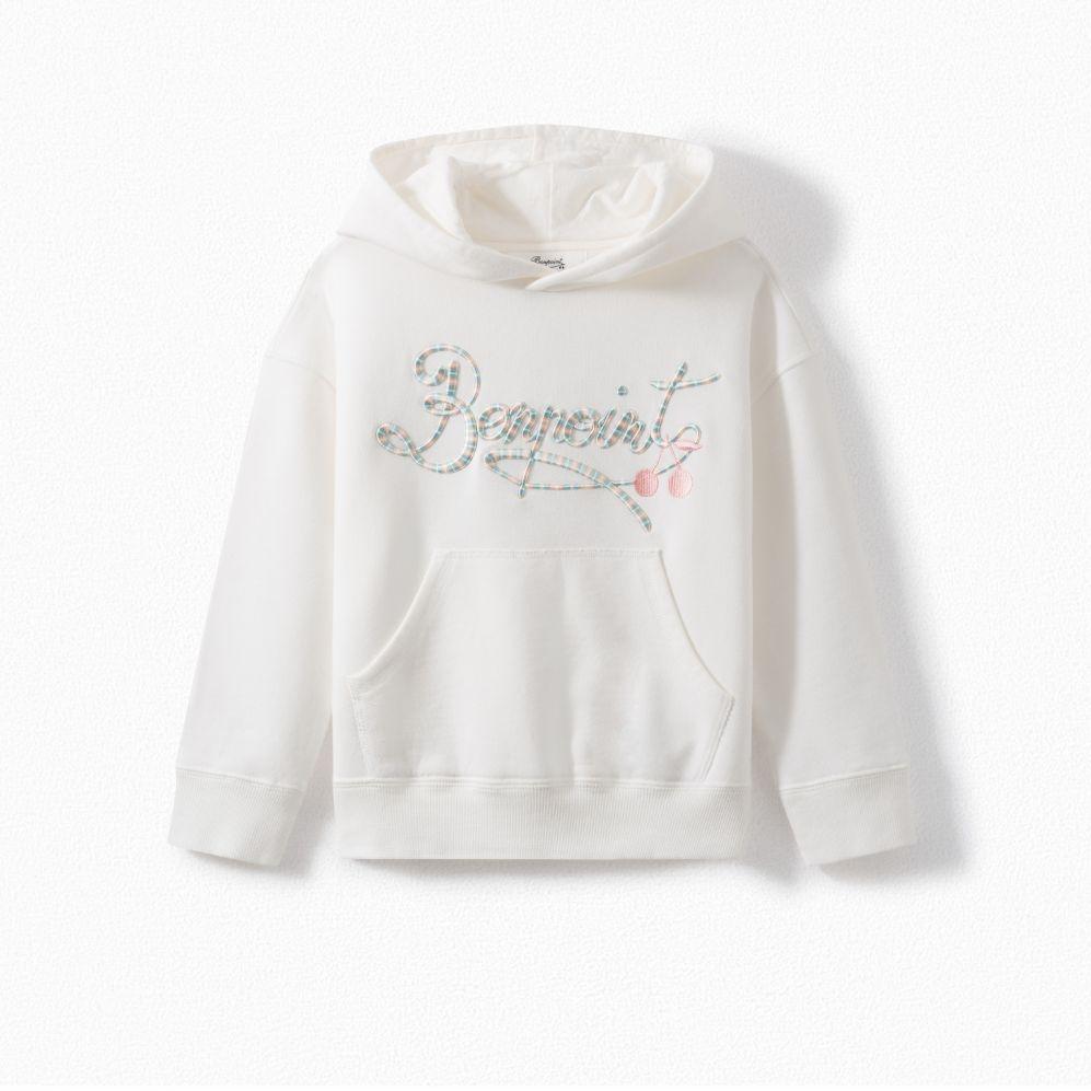 Girls White Logo Hoodie