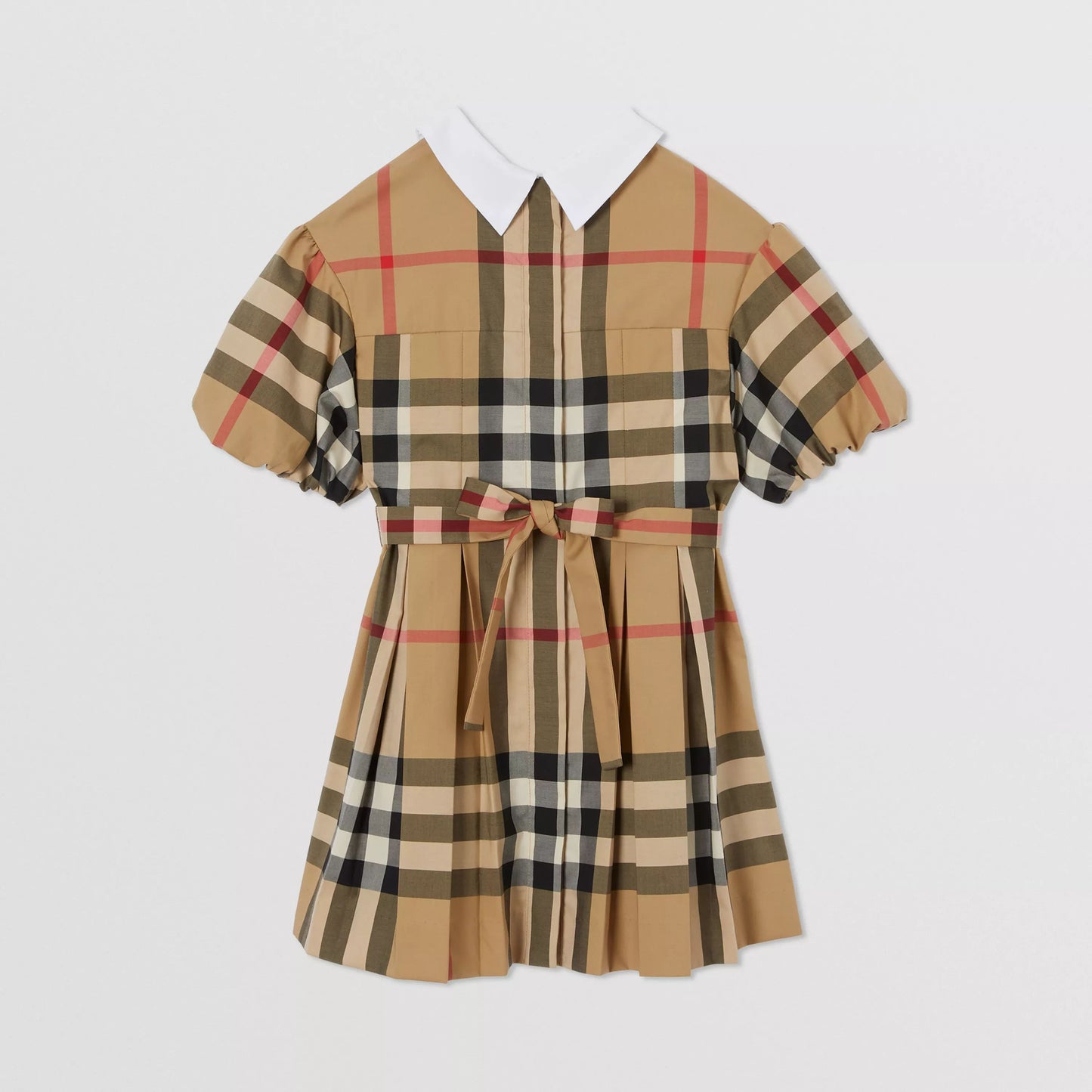 女童米色格子棉连衣裙