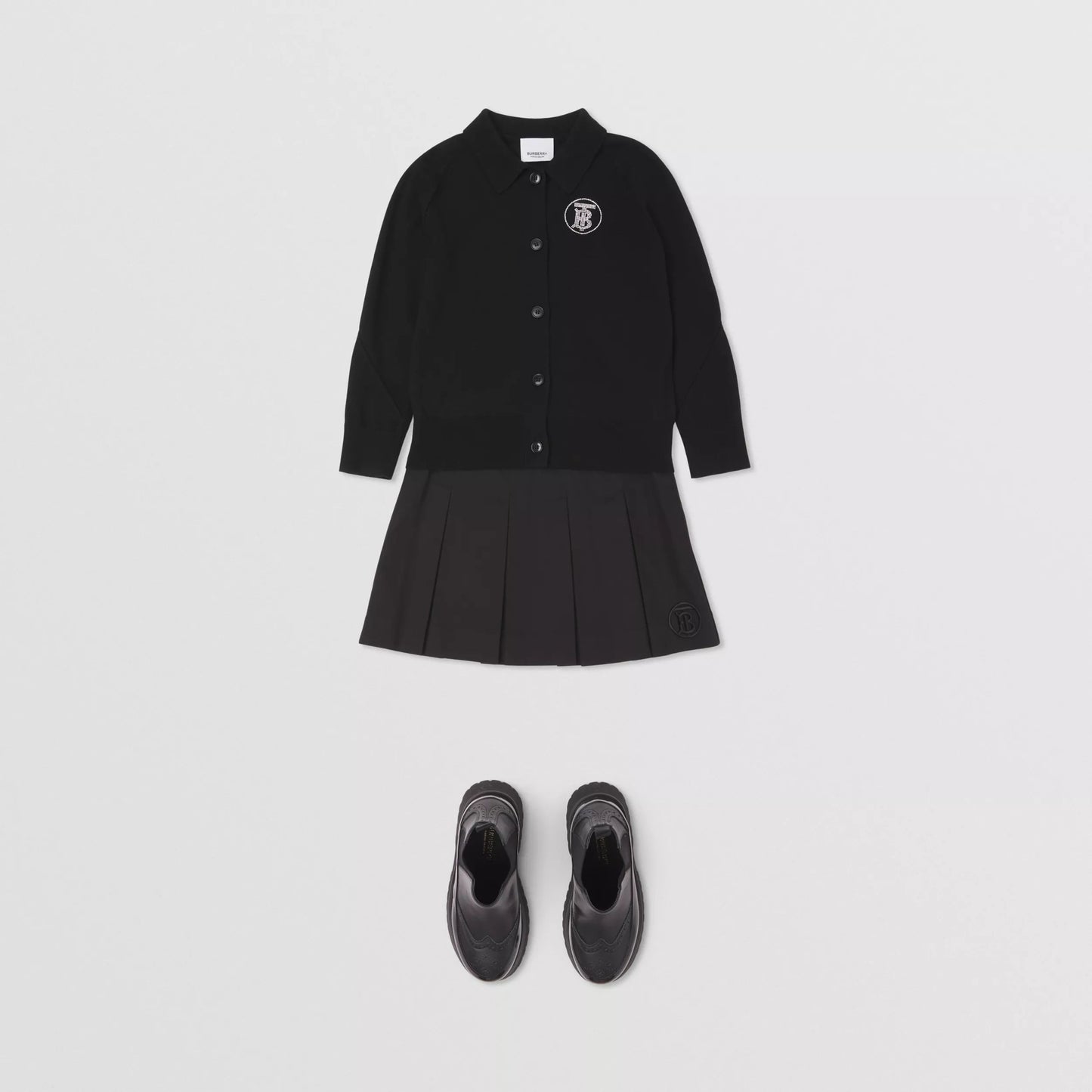 女童黑色Logo羊毛开衫
