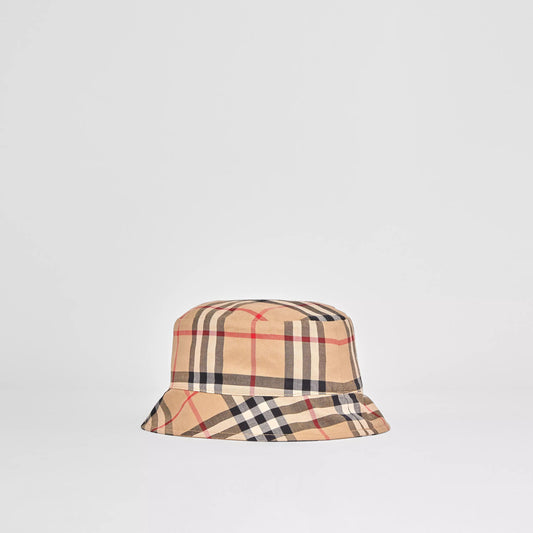 Baby Boys & Girls Beige Check Cotton Hat