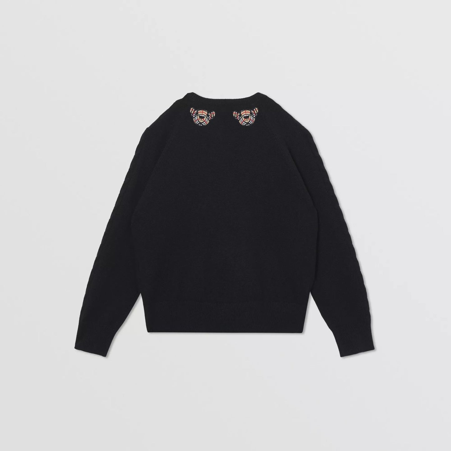 女童黑色刺绣羊毛开衫