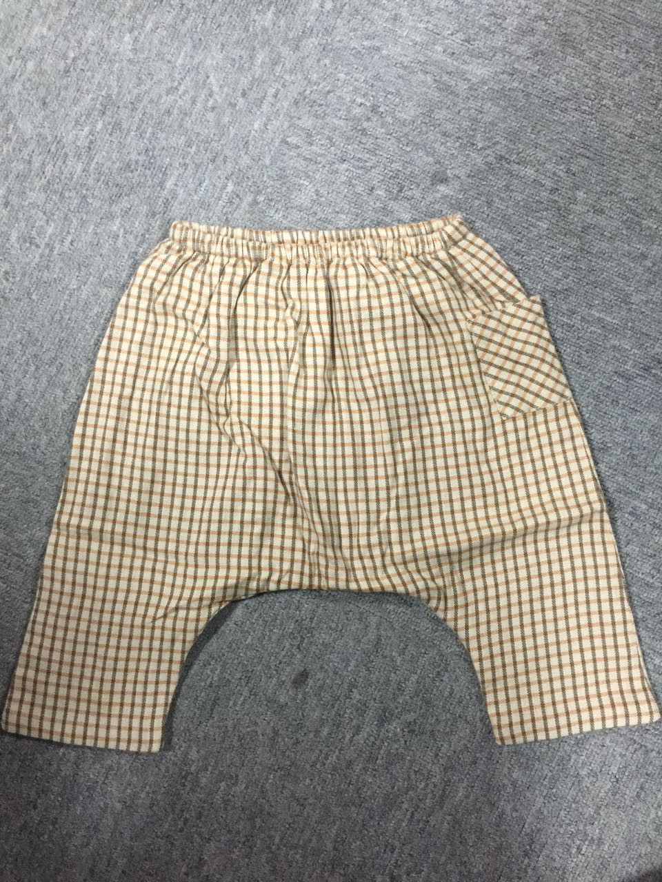 Baby Beige Spic Check Cotton Trouser