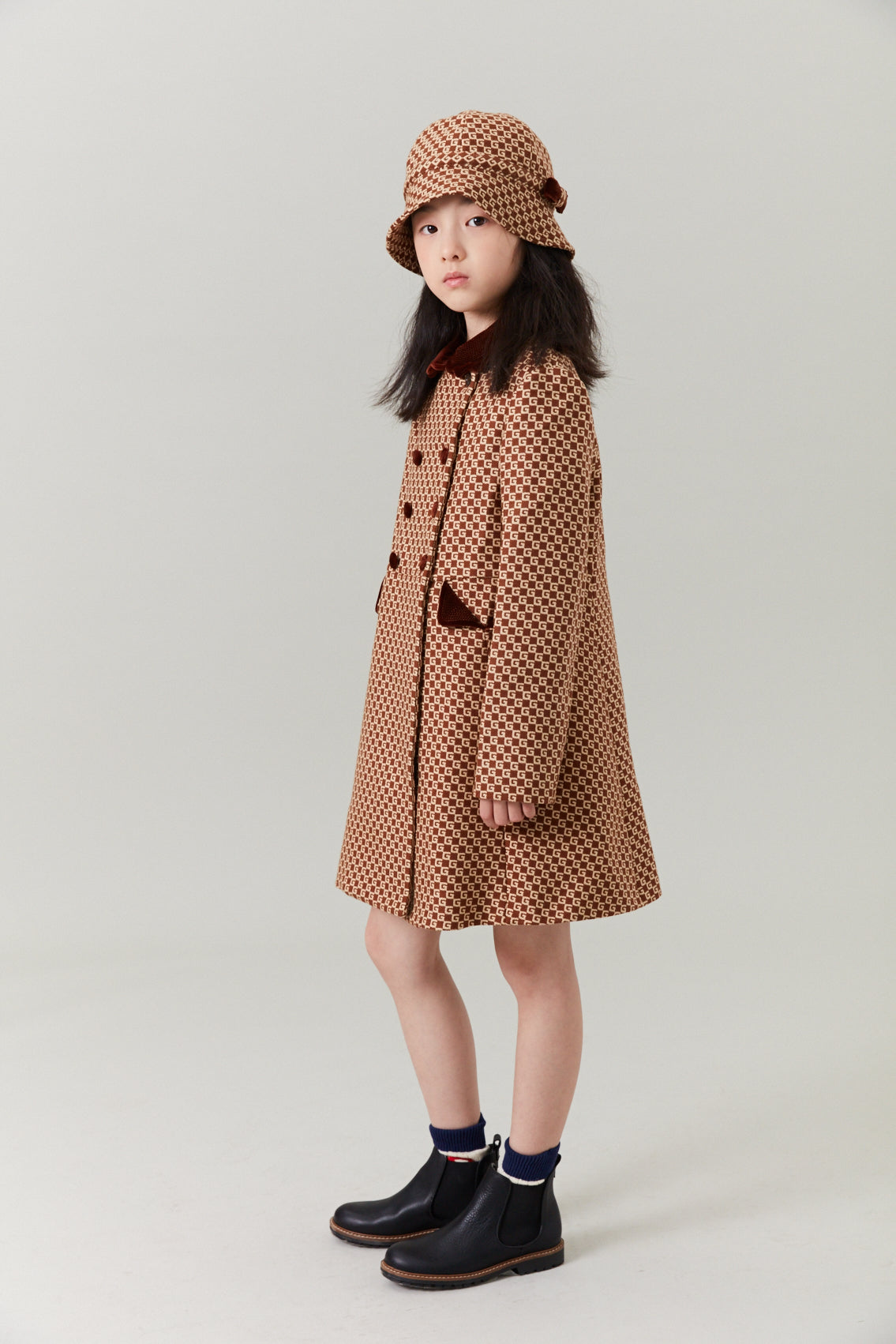 Girls Brown GG Coat