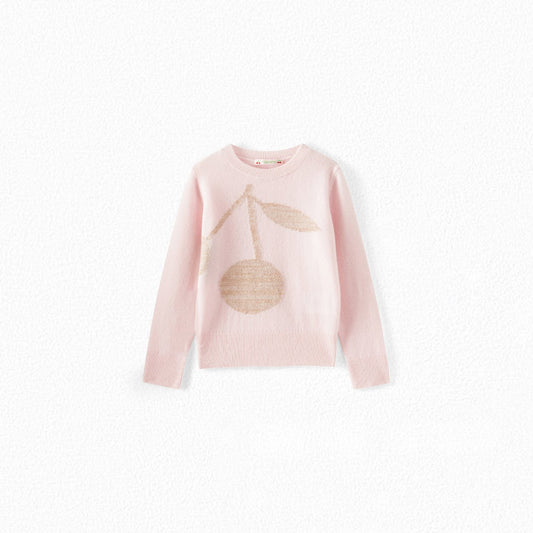 女童粉色羊绒毛衣