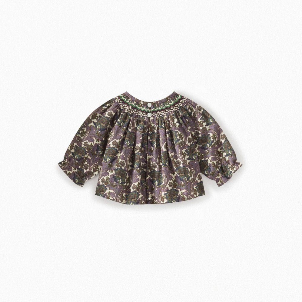 女婴蓝紫色碎花棉上衣