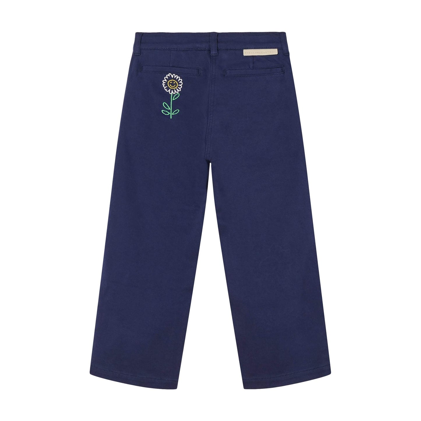 女童深蓝色刺绣牛仔长裤