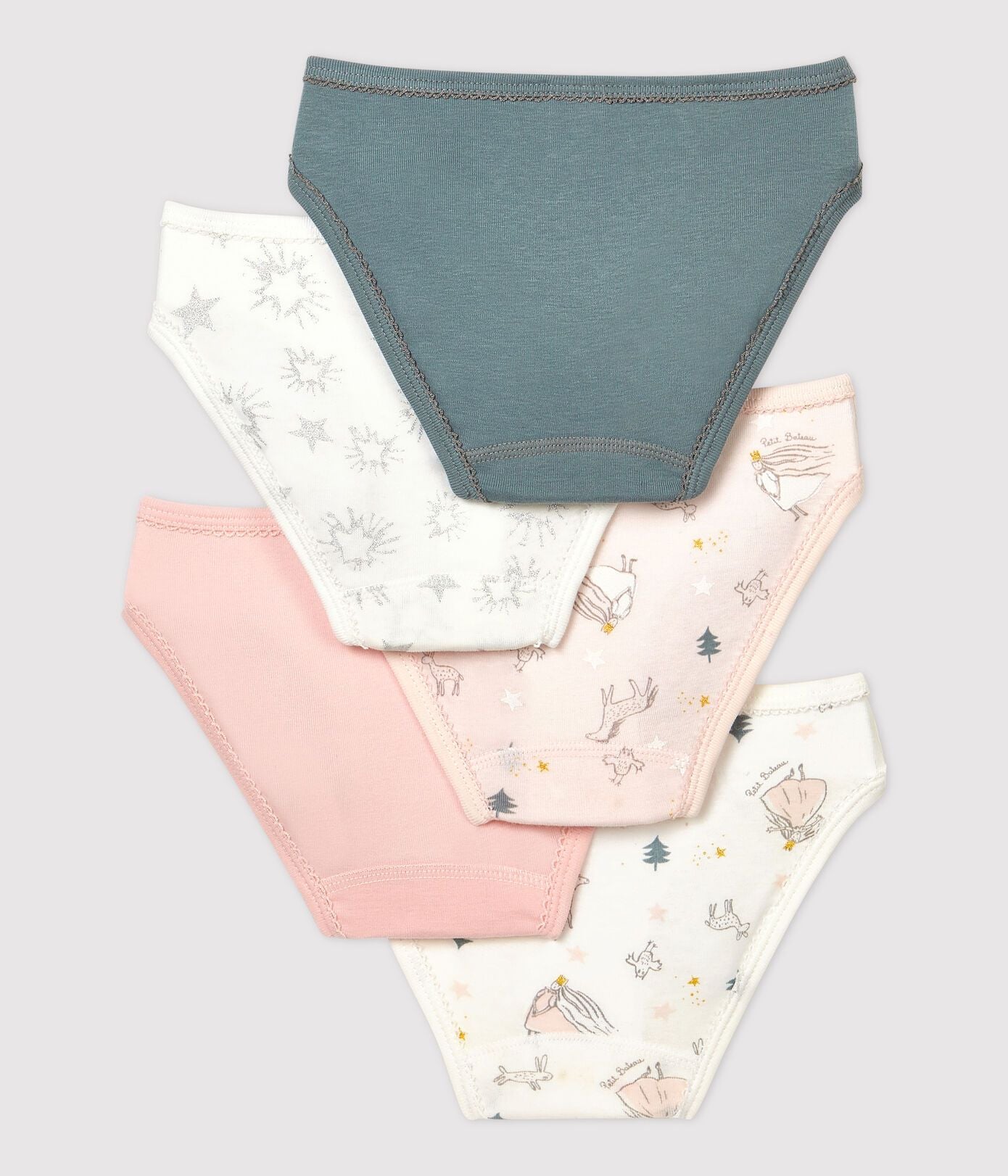 女童彩色印花棉内裤套装(5件)