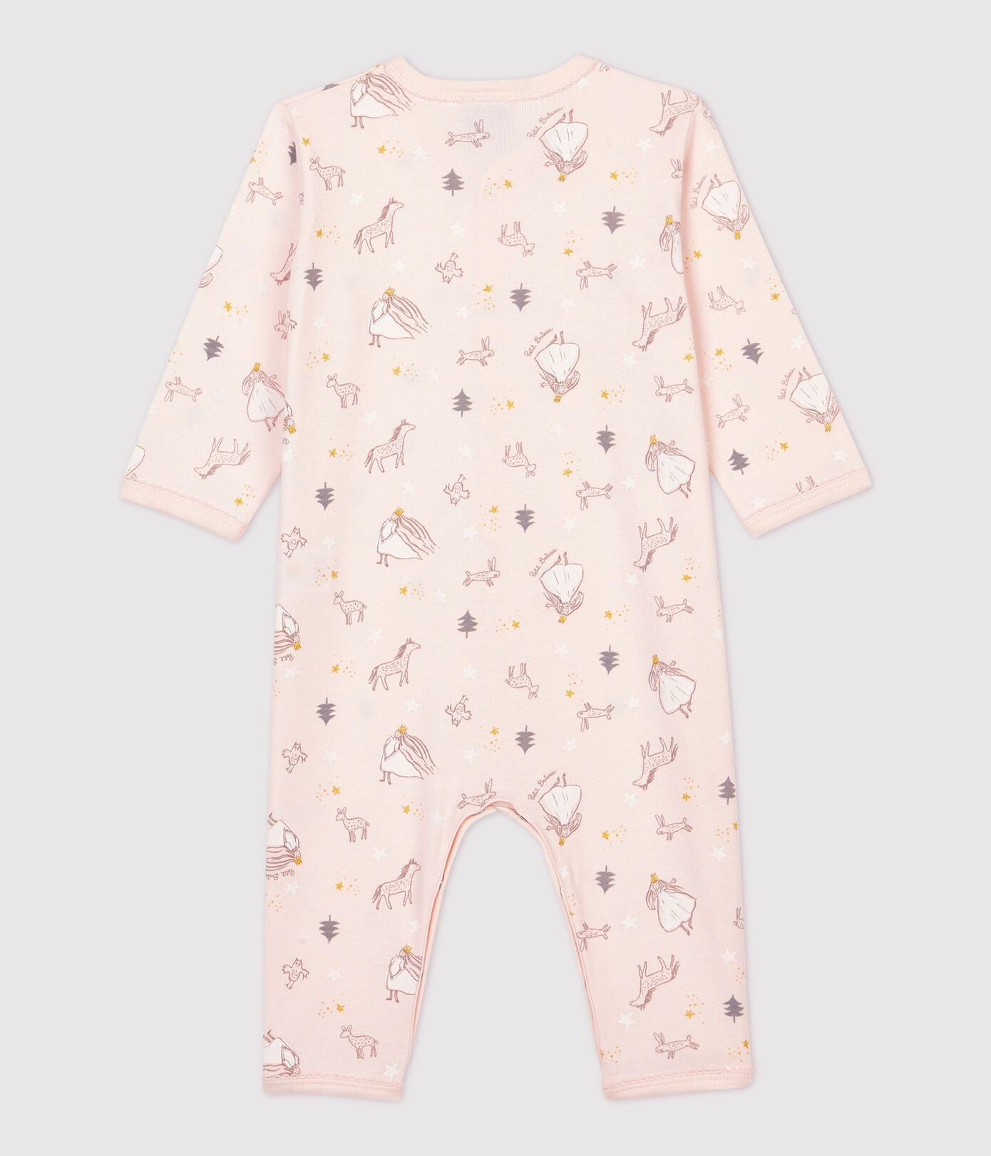 女婴粉色印花棉连体衣