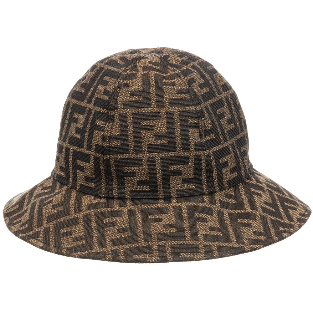 儿童棕色FF Logo渔夫帽