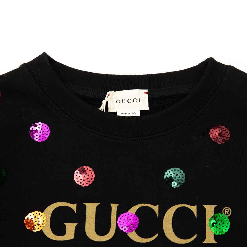 Girls Black Logo Cotton Sweatshirt