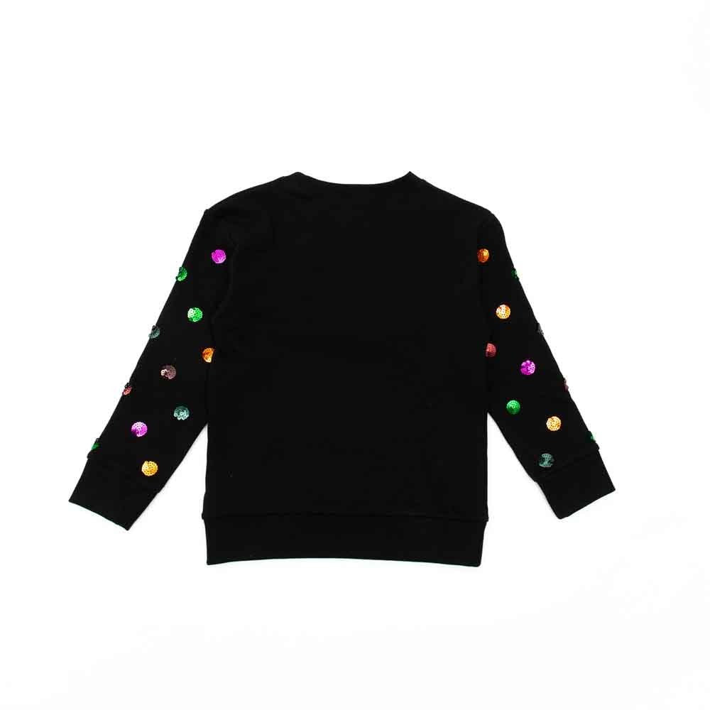 Girls Black Logo Cotton Sweatshirt