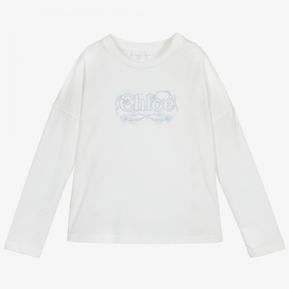 女童白色Logo棉上衣