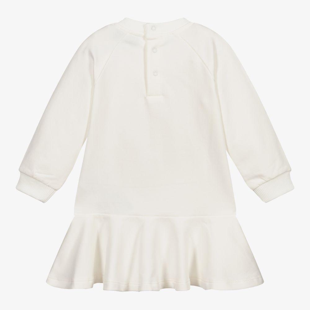 女婴白色Logo棉连衣裙