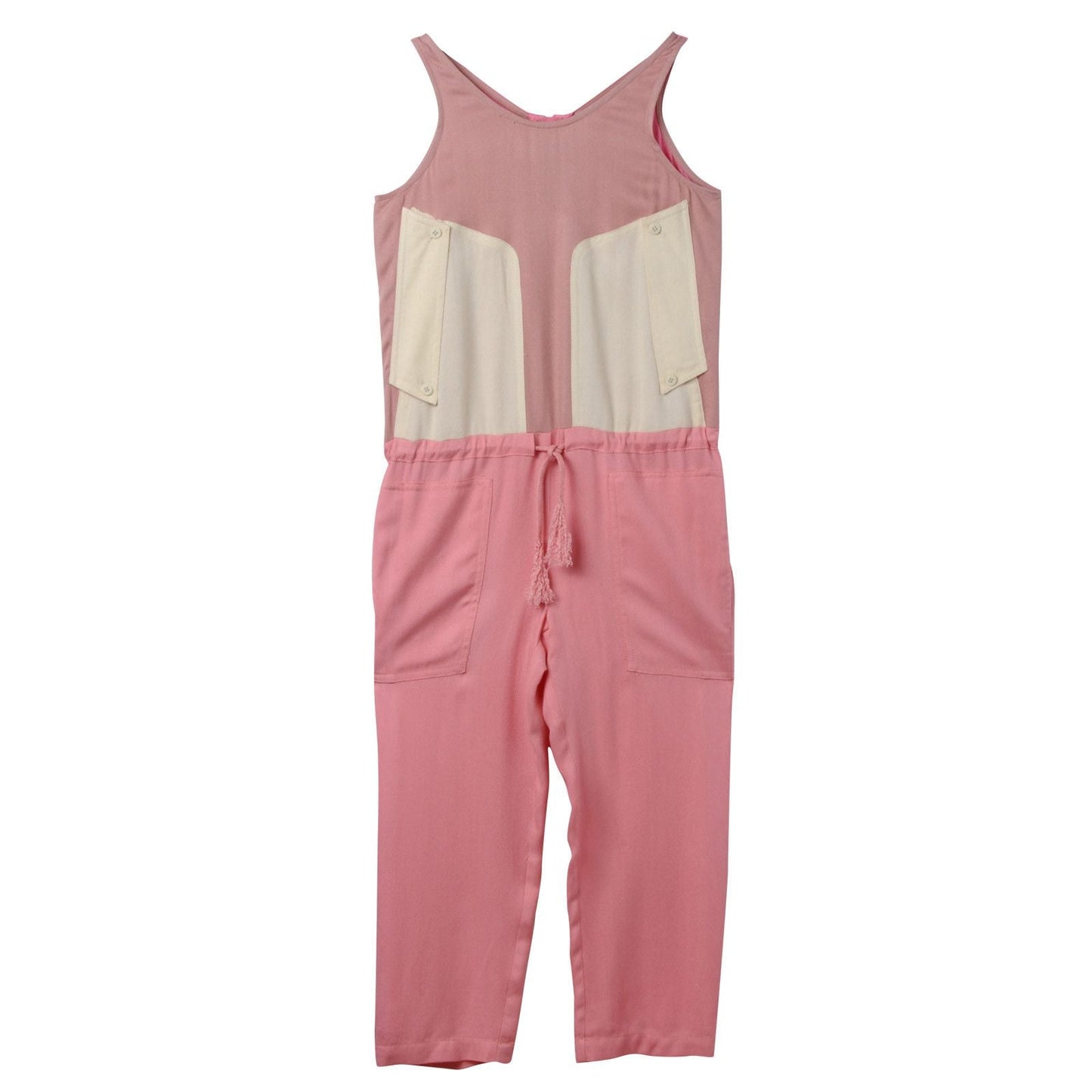 Girls Dark Pink Jumpsuit With Bow Trims